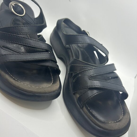 Black Leather Dansko Strappy Sandals With Adjustable Buckle & Cushioned Sole 42 - Picture 3 of 10
